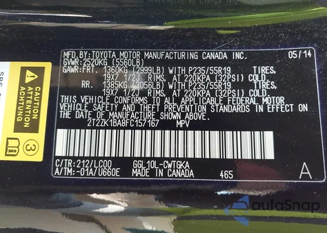 2015 Lexus Rx 350 350 z USA, uszkodzony, nr VIN 2T2ZK1BA8FC157167